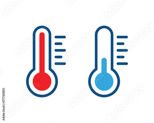 Temperature icon set. Measuring high and low temperatures vector symbols. Hot and cold temperature vector icon
