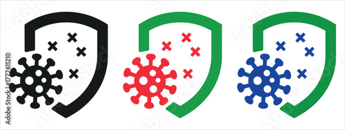 Effective protection against viruses with shields in black, green, and blue for a modern health awareness campaign about safety and wellness Vector.