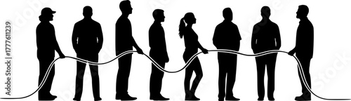 Diverse Community Profile Silhouette Vector. Unified, Connected People Group for Inclusion, Equity, and Teamwork.