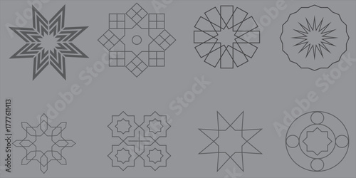 set of simple snowflakes flat for web site modern eps10.