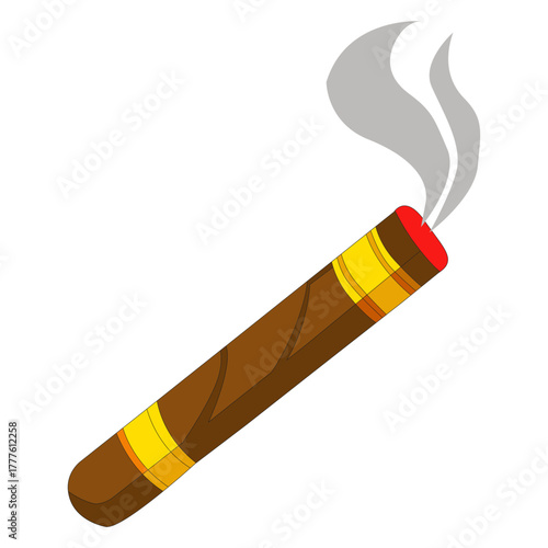 Burning Cigar Design. Smoking Tobacco Illustration