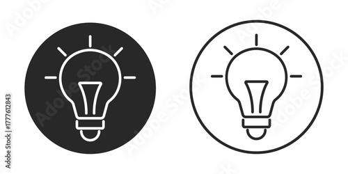 electricity bulb line icon set