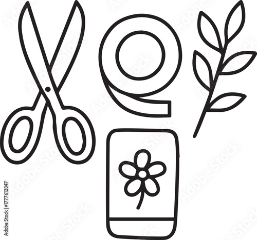 Scissors, Tape, and Botanical Accent