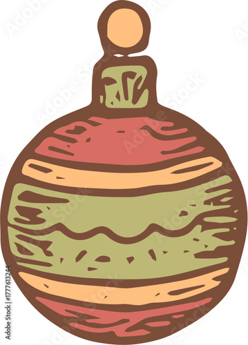 A charming outlined colored vintage-style Christmas clip art set featuring nostalgic holiday elements perfect for cards, crafts, and festive designs.