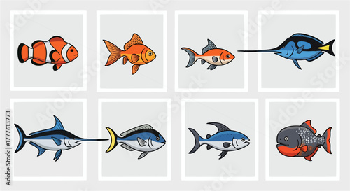 Set of fish icons vector illustration