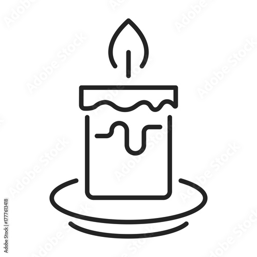 burning candle line web icon