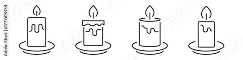candle line web icon set
