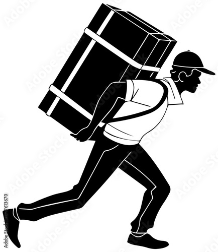 Person Carrying Heavy Box – Manual Labor Silhouette Vector