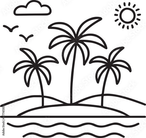 Tropical Palm Island Scene