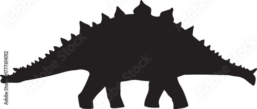Silhouette of a Stegosaurus dinosaur with plates on its back and tail on a white background prehistoric