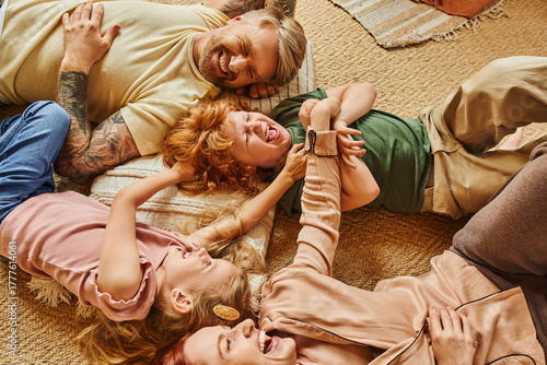 Photography Happy family bonding together at home, creating cherished memories