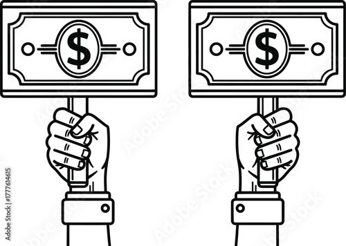 Money protest signs vector illustration financial concept