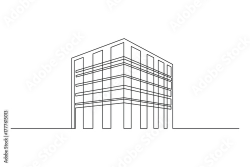 Simple office building continuous one line minimalist vector design
