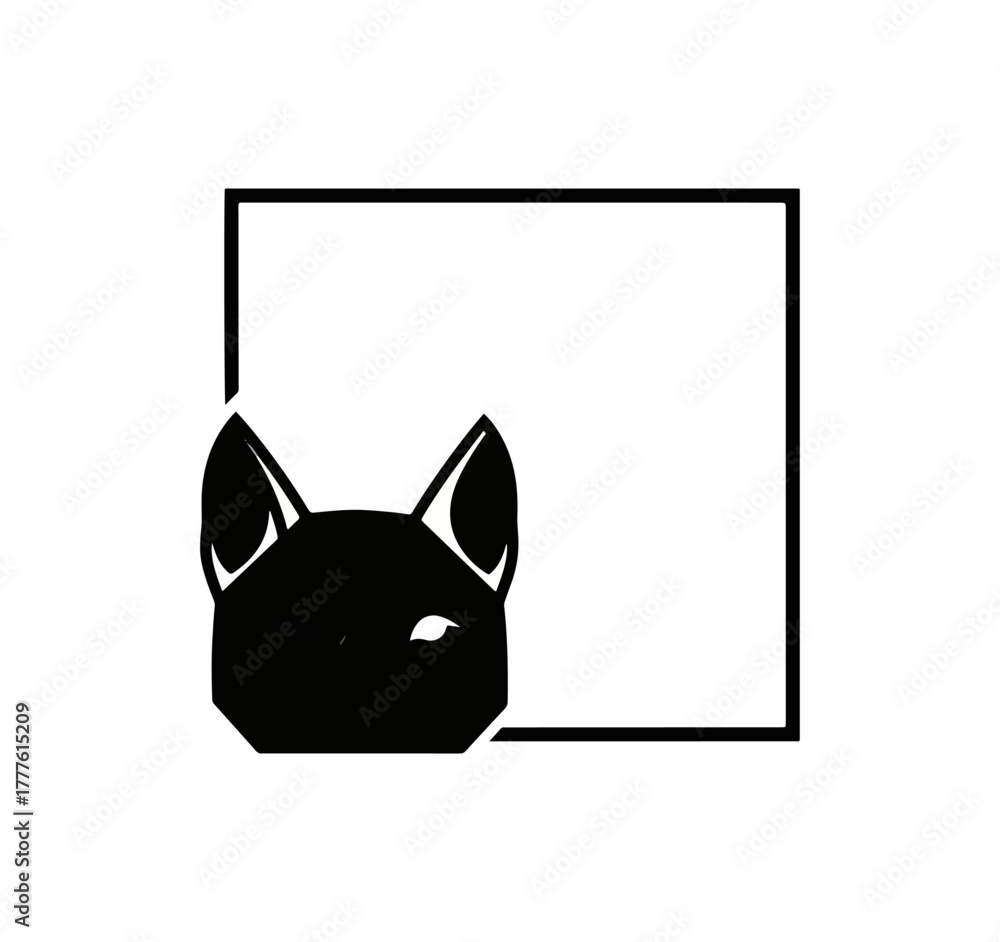 Fototapeta premium Geometric abstract of a cats face with simple shapes and dramatic contrast