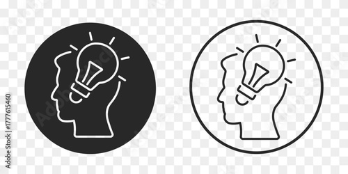  head with electricity bulb web line icon