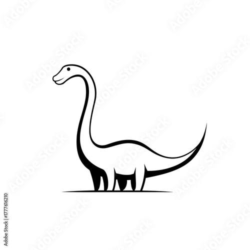 Iguanodon. Iguanodon simple black and white line art vector logo