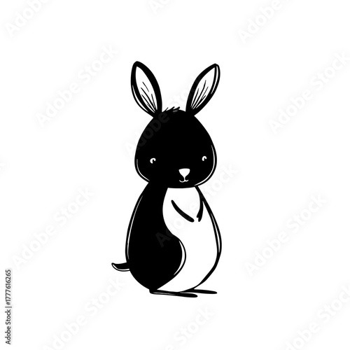 Wallaby. Wallaby simple black and white line art vector logo