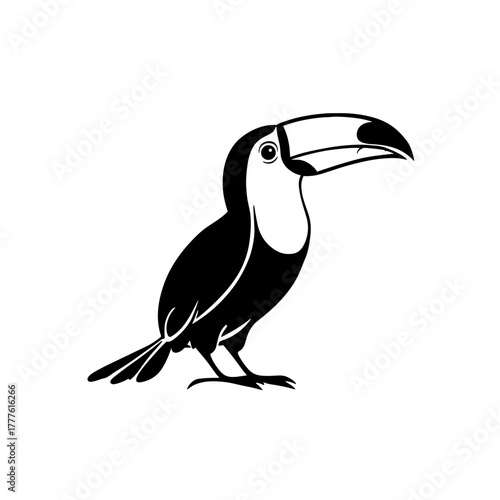 Toucan. Toucan simple black and white line art vector logo