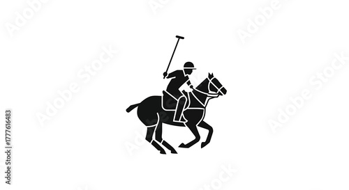 Horseback Polo Player Silhouette - A Classic Equestrian Graphic