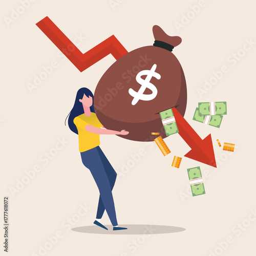 Arrow graphs fall down to attack the money bag