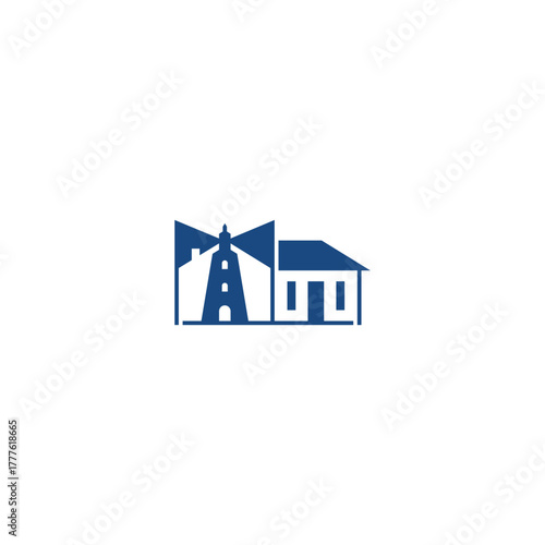 Lighthouse house logo combination.