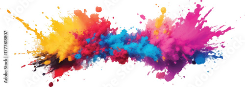 Explosion of vibrant colorful powder abstract background with dynamic splash perfect for Holi festival or creative design projects