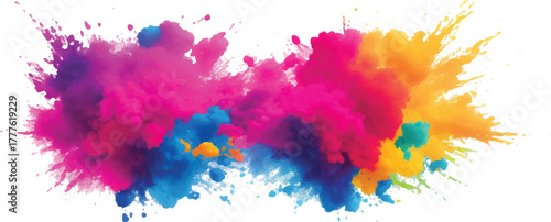 Colorful powder explosion vibrant abstract background with pink blue and yellow hues perfect for creative designs and artistic projects