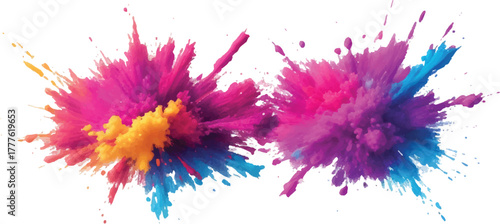 Colorful powder explosion vibrant holi paint splash abstract background for festive designs and creative projects