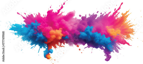 Colorful powder explosion vibrant holi paint abstract background for celebration and design