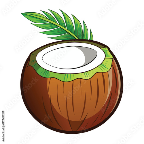  a coconut in white background