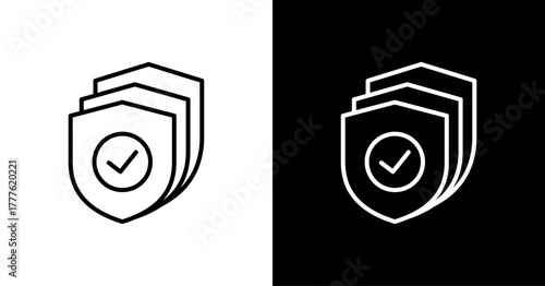 Multi Layered Defense  White Icon Set Design