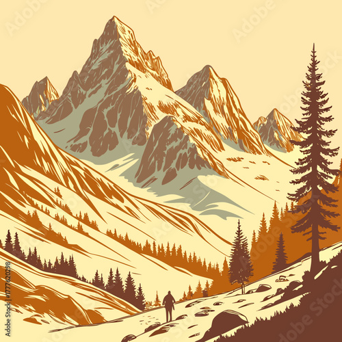 Majestic mountain landscape at sunrise