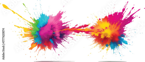 Colorful paint splashes colliding vibrant explosion of colors perfect for artistic backgrounds and creative designs