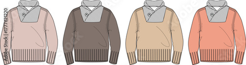 Foto Set of men's shawl collar sweaters in four color options