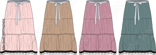 Diverse Ruffled Skirts A Palette of Elegance in Fashionable Tiered Designs