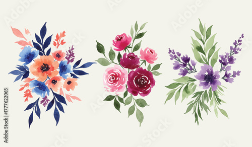Watercolor Floral Arrangements A Collection of Delicate Blooms for Design and Decoration