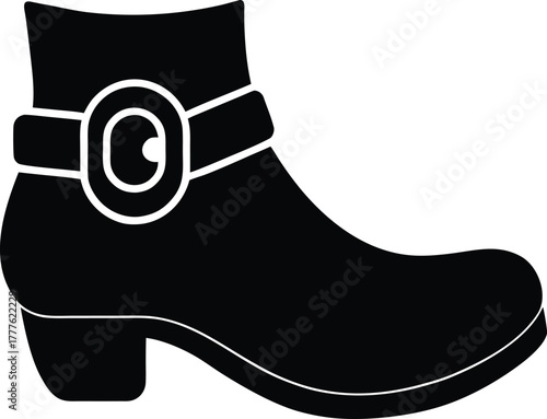 Black Leprechaun Boot Silhouette with Buckle on White Background 1