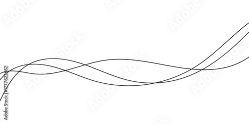 Thin wavy lines set on isolated white page. Curved Thin-wavy lines set on white page. Wavy black thin line set. EPS 10. 