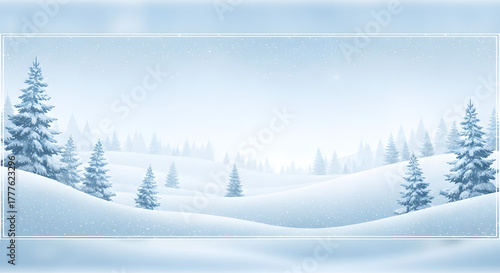Wallpaper Mural A serene winter landscape featuring snow-covered hills, evergreen trees, and a clear, bright sky. Torontodigital.ca