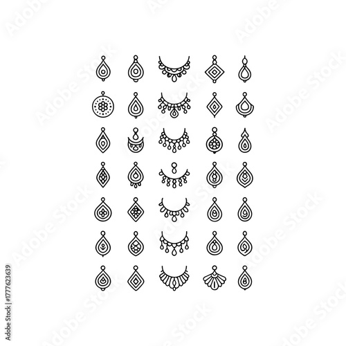 Collection of ornate geometric tribal style pendants and necklaces