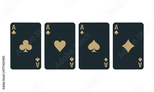 Luxury Black Gold Poker Aces Vector Illustration Set, easily editable.