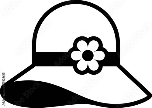 Wide Brimmed Sun Hat with Flower