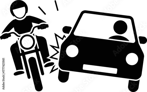 Motorcycle and Car Accident Silhouette