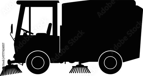 Municipal Street Sweeper Truck Silhouette