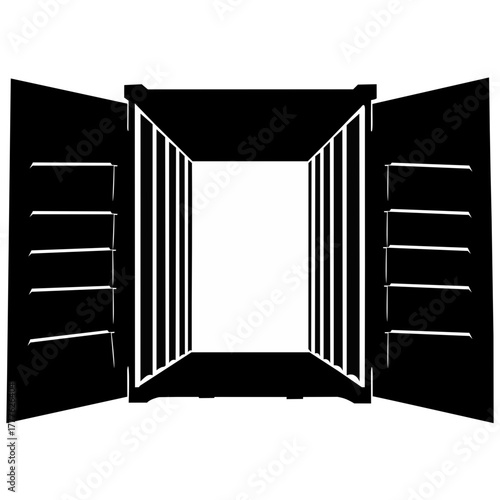 Open Cargo Container Design. Industrial Storage Illustration