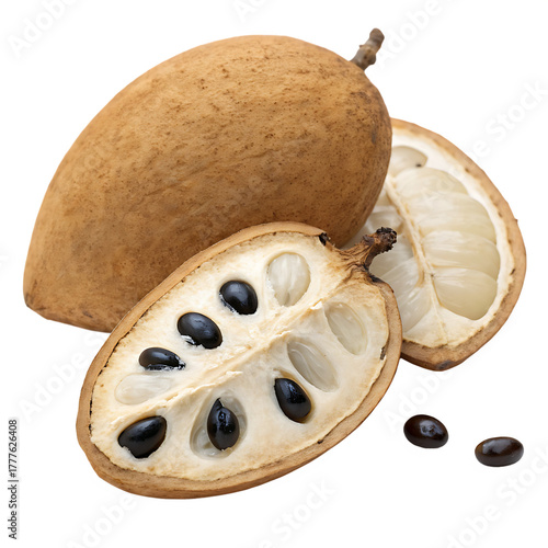 A whole cupuacu fruit isolated on a transparent background
