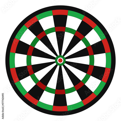 Dartboard Design. Colourful Target Illustration. Aim and Precision Concept in Flat Art Style