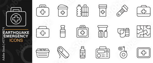 Vector pack of emergency kits, survival gear, and disaster preparedness items