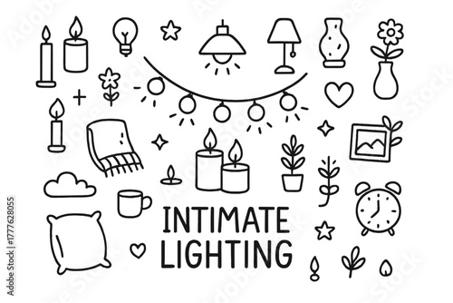 Doodle Intimate Ambiance. Intimate lighting. Hand-drawn doodle illustration of intimate lighting. In the
