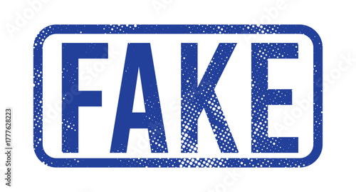 Fake Stamp Vector — Blue Grunge Distressed Label with Rounded Rectangular Border